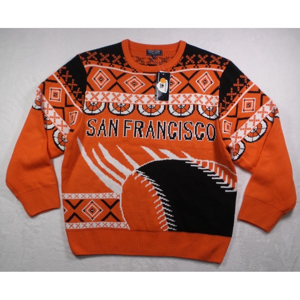 San Francisco Giants Sweater Mens Size XL Orange Knit Renegade Sportswear NWT